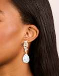 Goldair Gold Diamante Flowers & Large Diamante Drop Earrings