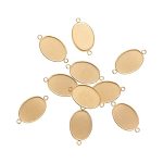 Airssory 10 Pcs 18.5X13.5MM Stainless Steel Cabochon Connector Settings Plain Edge Bezel Cups Oval Golden Blanks For Diy Jewelry