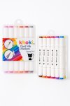 Khoki Dual Nib Markers Set Of 12 With Case