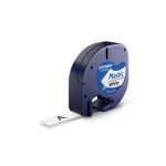 Dymo Letratag 12MM X 4M Black On White Plastic Tape Cassette