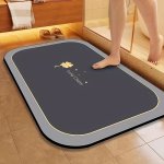 1PC Quick-dry Bathroom Mat Bath Rug Mat - Non-slip Absorbent Diatom Mud Floor Rug With Geometric Design For Shower & Entryway Ba