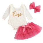 First Birthday Lace Romper With Layered Glitter Tutu