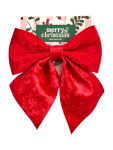 Red Velvet Christmas Tree Topper Bow - None Red