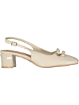 Cream Slingback Block Heels - 5 White