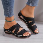 Women's Fashion Wedge Sandals Summer Soft Sole Comfortable Open Toe Slip-on Shoes Casual Vacation Slides
