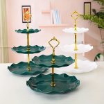 1PC Elegant 3 Tier Cupcake Stand For Tea Parties Weddings And More - Ruffled Or Laciness Design - Perfect For Decorating And Ser