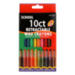 School Multicoloured Retractable Wax Crayon 10-PACK