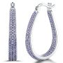 925 Sterling Silver Post Hoop Earrings For Women Gilrs Purple Cubic Zirconia Gold Plated Oval Chunky Silver Gold Hoop Earrings Weinuo Jewelry