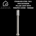 Stainless Steel Tall IP44 Outdoor Pillar Light With Perspex Cover - 1050MM