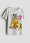 Printed T-Shirt - Grey Marl Garfield