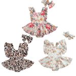 Ruffle Sleeve Backless Tutu Romper Rainbow 6-12M