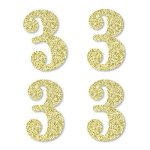 Big Dot Of Happiness Gold Glitter 3 - No-mess Real Gold Glitter Cut-out Numbers - 3RD Birthday Party Confetti - Set Of 24