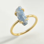 18CT Gold Rough Cut Blue Kyanite Gemstone Ring - 56 Blue Kyanite