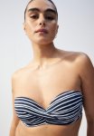 Balconette Bikini Top - Navy Blue Striped
