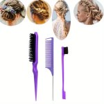 3PCS Hairdressing Tools Hair Styling Comb Set Teasing Hair Brush Rat Tail Comb Edge Brush