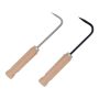 2 Pieces Garden Weeding Tool With Wooden Handle Single-claw Stainless Metal