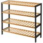 4-TIER Bamboo Shoe Rack With Metal Frame