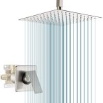 Pop Sanitaryware Ceiling Mount Shower Faucet Set Brushed Nickel Bathroom 10 Inch Rainfall Mixer Shower Head System Single Handle