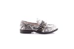 Women's Black And White Leather Loafer