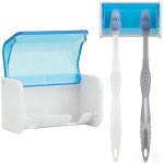 Toothbrush Holder Wall Mounted With Cover For Bathroom 2 Slots Toothbrush Storage Organizer For Shower Self Adhesive Toothbrush