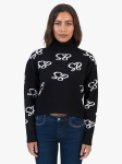 Sissy Boy Womens Over Sized Polo Neck Knit Jersey In Black - Black And White XL