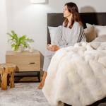 Bubble Mink Faux Fur Blanket Snow