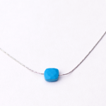Silver Aqua Gem Pendant Necklace - Aqua Calcite
