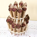 Set 2 Tier Wood Wedding Confetti Stand Cone Tray Rustic Wedding Party Decoration Confetti Cones Stand Diy Thank You Kraft Paper