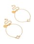 Waterproof Gold Plated Stainless Steel Cubic Zirconia Solitaire Flower Charm Bracelets 2-PACK