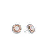 Sterling Silver Freshwater Pearl & Cubic Zirconia Stud Earrings