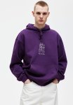 Loose Fit Printed Hoodie - Purple