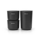Brabantia Storage Pots Set Of 3 In White Dark Grey - Dark Grey
