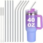 5 10PCS Replacement Straws For Stanley Cup 304 Stainless Steel Long Straws Reusable Metal Straws Compatible With 40 Oz Tumbler E