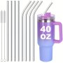 5/10PCS Replacement Straws For Stanley Cup 304 Stainless Steel Long Straws Reusable Metal Straws Compatible With 40 Oz Tumbler Extra Long Straws With Cleaning