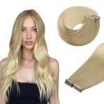 Doores Tape In Hair Extensions Human Hair Light Brown To Golden Platinum Blonde 26 Inch 120G 40PCS Human Hair Extensions Long St