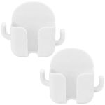 2 Piece - Wall-mounted Multi-purpose Phone Holder - White