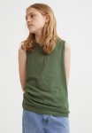 2 Pack Cotton Vest Tops - Dark Khaki Green black