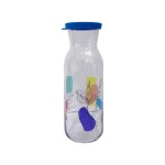 1.2 Litre Glass Bottle With Flower Pattern And Blue Silicone Lid