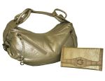 Fino Soft Metallic Under Arm Faux Leather Bag With Purse - Silver