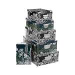 6 Piece Blackflora Boxes With Metal Corners Set Multicolour