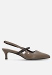 Polo Leather Kitten Strap Heel - Taupe