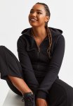 Cropped Zip-through Hoodie - Black