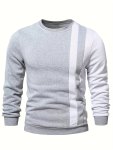 Color Block Trendy Sweatshirt Men's Casual Creative Design Crew Neck Sweatshirt For Men Fall Winter