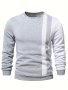 Color Block Trendy Sweatshirt Men's Casual Creative Design Crew Neck Sweatshirt For Men Fall Winter