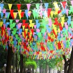 100PCS Fabric Bunting Banner - Multicolor Triangle Pennant Flags For Party Decorations Outdoor Festival Wedding Birthday Bachelo