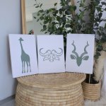 Canvases African Patchwork Buffalo Set