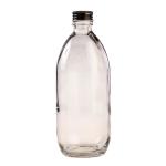 500ML Clear Glass Generic Bottle With Aluminium Screw Cap - Black 28 410