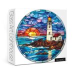 Stained Glass Beach Lighthouse Puzzle For Adults 1000 Piece Ocean Sunset Jigsaw Puzzle Nature Landscape Puzzle Scenery