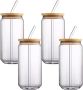 4 PC Cocktail Glass With Glass Straw - Bamboo Collection