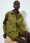 Linen Shorts - Olive Green
